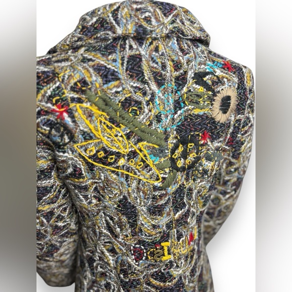 NWT Desigual Abstracto Tierra Wool Blend Embroidered Coat - Picture 10 of 12